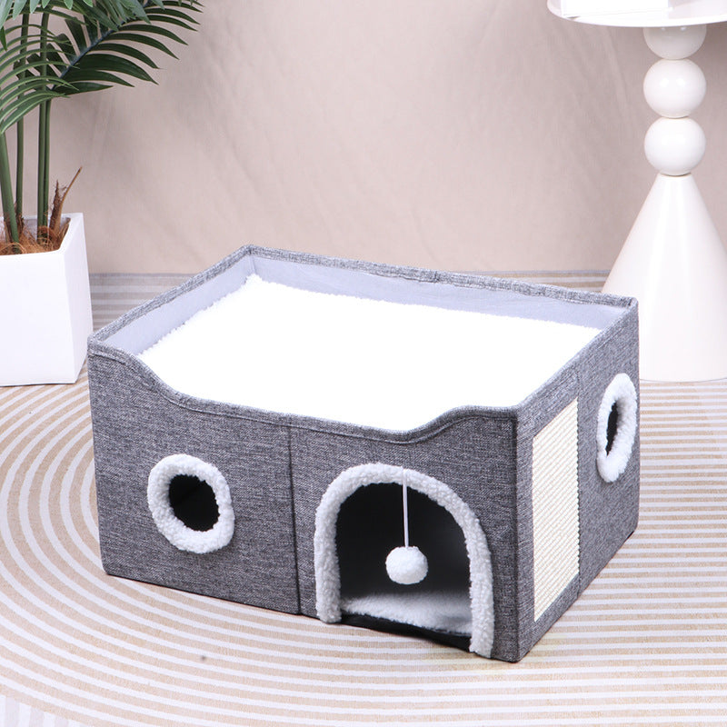 キャットタワー 折り畳み 爪とぎ付き 猫の家